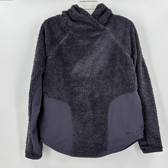 Nike Women’s Dark Gray Sherpa Teddy Training Hoodie Size Small - Picture 1 of 12